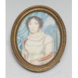 Colonial School (19th century), a portrait miniature, of a lady, three-quarter length, oval, 6.5cm x