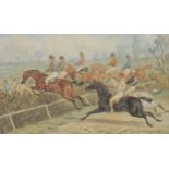 After Edward Benjamin Herberte, a set of three, Horse Racing, prints, 22.5cm x 37cm