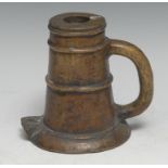 A 17th/18th century bronze thunder mug signal cannon, loop handle, quarter and centre girdles,