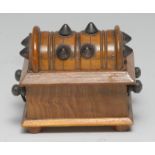 A late 19th century novelty table vesta, as a studded coffer, hinged cover, 7.5cm wide, c.1900