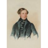 English School (19th century) Portrait of a Gentleman indistinctly signed, labels and provenance