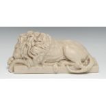 A composition library model, of a lion, after Antonio Canova, the original sculpted for the tomb
