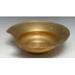 A Middle Eastern brass barber's bowl, 29.5cm diam, tughra mark, 19th century