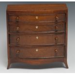 Miniature Furniture - a Regency style mahogany miniature chest, flush top above four long