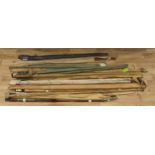 Angling - a three-piece split-cane fishing rod, by Hardy Brothers, Alnwick, 416cm long overall,