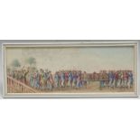 Chinese School (19th century) A Procession watercolour, 10.5cm x 29cm