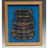Royalty - a George V tartan silk presentation purse, embroidered with crowned cypher and