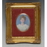 Etta Middleton (Exh.RA. 1909-11), a portrait miniature, of a society beauty, bust length, wearing a