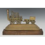 Railwayana - a cast brass model, of Stockton and Darlington Railway Locomotion No.1, stepped base,
