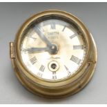A brass marine timepiece, of small proportions, 8.5cm clock dial inscribed Smith, London, Roman