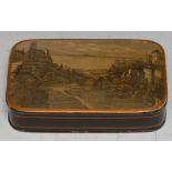 Brunel and The Clifton Suspension Bridge - a 19th century toleware rounded rectangular tobacco