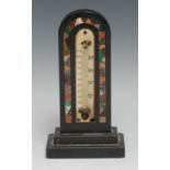 A 19th century Derbyshire Ashford marble desk thermometer, inlaid with a border of Blue John,