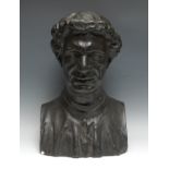 A painted plaster library bust, of an Italian Renaissance nobleman, 50cm high
