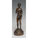 Grand Tour School (19th/early 20th century) a brown patinated bronze, Venus Bathing, circular