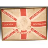 The British Empire - a Victorian silk royal commemorative banner, printed in monochrome with a