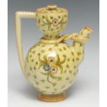 A Cantigalli maiolica ovoid water pot, painted with flowers, 19cm high, cockerel mark, c.1900