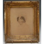 English/American School (19th century) Portrait of a Young Girl inscribed to verso Hannah