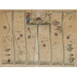 John Ogilby (1600 - 1676), a two page map, The Road from Nottingham to Grimsby in the Count of