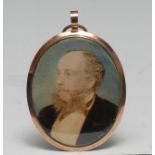 A 19th century gilt metal locket frame, inscribed Hon Richard Charteris, 16th March 1874,