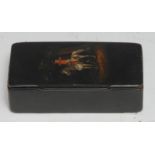 The Cult of Napoleon - a 19th century papier mache rectangular snuff box, hinged cover painted in