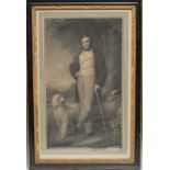 Interior Decoration - a 19th century furnishing print, a gentleman and his dog in a landscape,