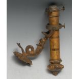 Maritime Furnishings - a late 19th century gilt metal ship's gimbal candle wall sconce, sprung