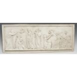 A museum type plaster cast, a bas relief, after the antique, 27.5cm x 69cm