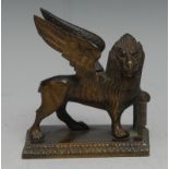 Grand Tour School (19th century), a bronze, The Winged Lion of St Mark, rectangular base, 9.5cm wide