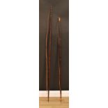 Tribal Art - a 19th century Papua New Guinea long bow, 167cm long; another, smaller 150cm, [2]