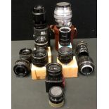 Camera Lenses - Helios 40 1.5/85mm lens, leather case; Helios 40 1.5/85mm lens; Helios 44 2F2 58mm