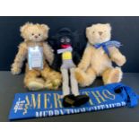 A Merrythought Iron Bridge 70th anniversary limited edition bear, 405/2500, 42cm long; others Banana