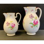 A 19th century Vienna porcelain hand painted jug, 20cm high, another 16cm high (2)