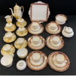 A Paragon six setting tea service; a Roslyn six setting crocus coffee service, etc