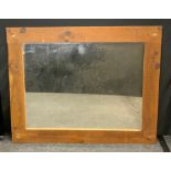 A large rectangular rustic pine framed wall mirror, 150cm x 121cm overall.