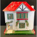 Doll's house - 1950's - two storey cottage with contents of assorted furniture, etc