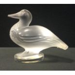 A Lalique glass model, standing Duck, 12cm high, 13.5cm long