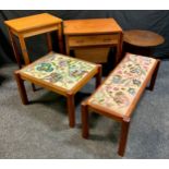 A G plan style sewing table, 63cm high, 90cm wide; an 20th century oak side table, 71cm high, 48cm