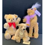 A Steiff Classic 1920s mohair teddy Bear, yellow ear tag, 27cm high; another larger; Gund Twiggy