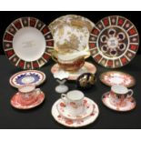 A Royal Crown Derby 1128 Rowing Club plate; others, Quail pattern saucers; Red Aves coffee can and