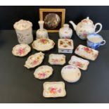 Ceramics - Royal Crown Derby Posies pattern trinket dishes, Royal Albert Old County Roses; Aynsley