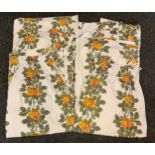 A pair of 1950`s floral cotton curatins; another pair similar 129cm length x 224cm width