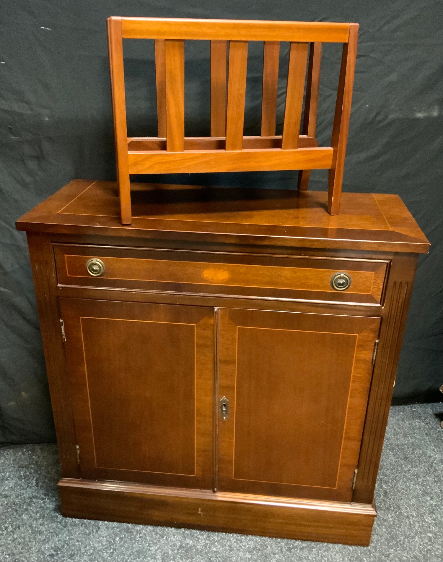 A reproduction mahogany demi-lune side table, half gallery above a single cockbeaded drawer, - Image 4 of 4