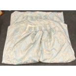 A large pair of floral Damask interlined curtains 227cm length x 334cm width