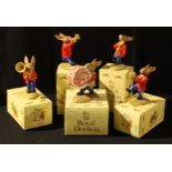 A Royal Doulton Bunnykins marching Oompah Band, Golden Jubilee, celebrating 50 years, Drummer,