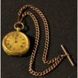 A Victorian fob watch on a double Albert chain.