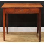A George III oak side table, drawer to frieze, 79cm high, 90cm wide, 53cm deep, c.1800
