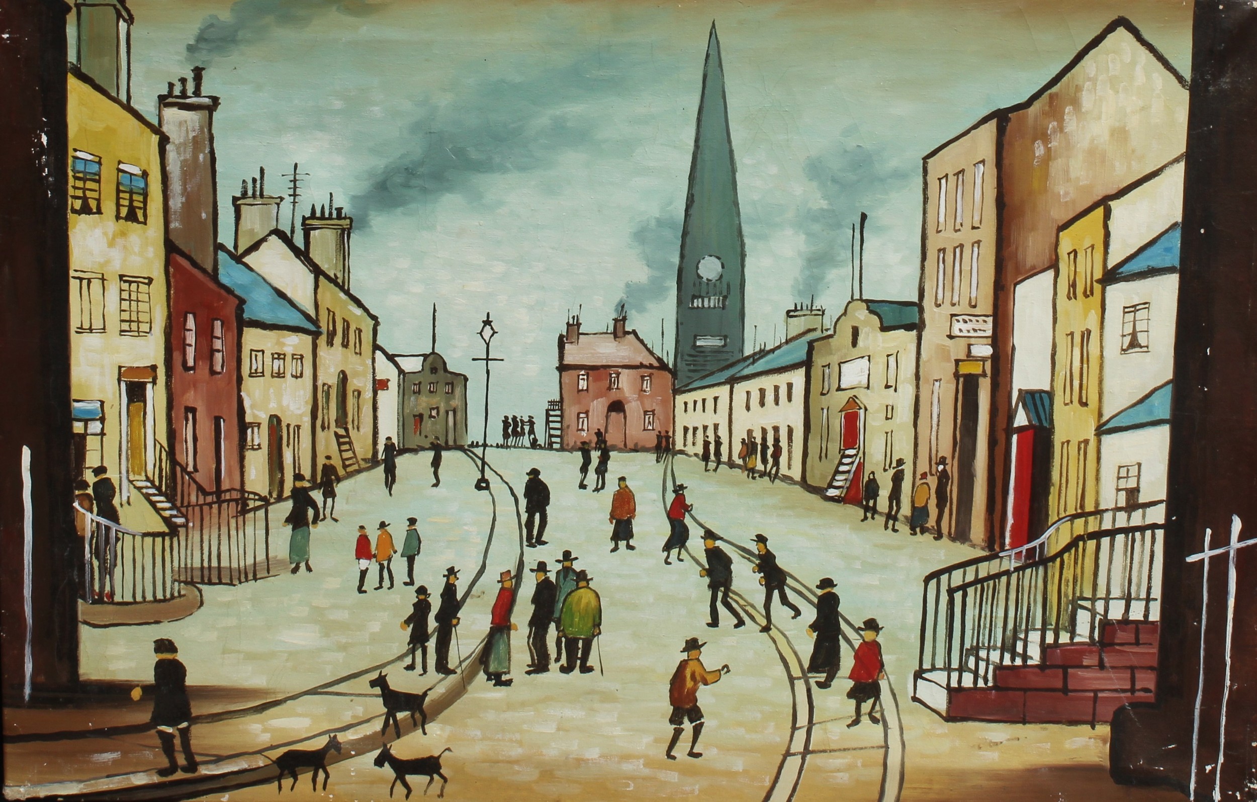 Pictures and Prints - T. Lamport, Derby '87, signed, oil on canvas, 59cm x 90cm; English School, - Image 3 of 7