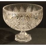 A cut glass pedestal punch bowl, 28cm diameter