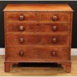 An early Victorian mahogany chest, moulded rectangular top above two short and three long