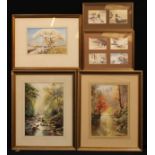 Wilfrid Ball (Derbyshire artist) Autumn Reflections, Cheadle signed, watercolour, 36cm x 25cm;